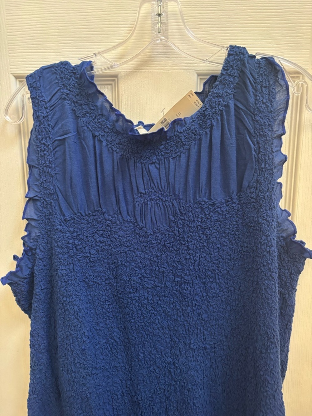 Anthropologie Navy Ruffle-Trim Textured Lined Dress, Size XL, NWT - Picture 5 of 9